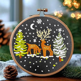 Huacan Embroidery Kit for Beginners 4 Set and Instructions with Videos Includes Multiple Accessories, Gift for Craft (Christmas)