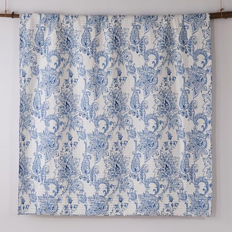 Levtex Home - Bennett Quilt Set - King/Cal King Quilt with Two King Pillow Shams - Floral Paisley - Blue and White - 106x92in and Pillow Sham Size 36x20in - Reversible - Cotton Levtex Home