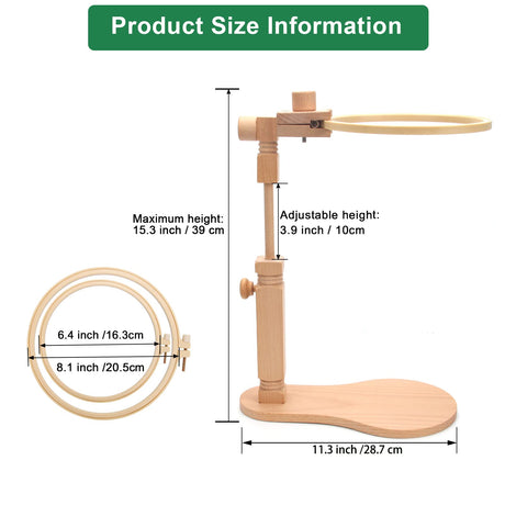 Rotated Adjustable Embroidery Frame Stand, Pletpet Embroidery Hoop Stand Desk Clamp with 2Pcs Embroidery Hoop 7.9 in+6.5 in - for Arts Crafts Sewing Needlework Embroidery Supplies Pletpet