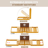 Yirilan Bamboo Bathtub Tray Caddy, Expandable Wooden Bathroom Tray, Luxury Bamboo Bathtub Tray, Bath Tub Table Caddy, Bamboo Yirilan