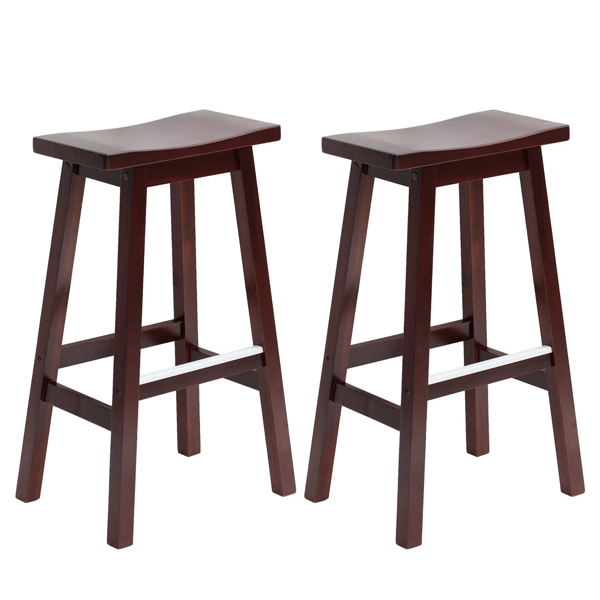 PayLessHere Bar Stools Set of 2 for Kitchen Counter Solid Wooden Saddle Stools 30-Inch Height Home Furniture Barstool, Brown PayLessHere