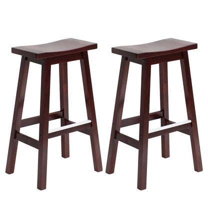 PayLessHere Bar Stools Set of 2 for Kitchen Counter Solid Wooden Saddle Stools 30-Inch Height Home Furniture Barstool, Brown