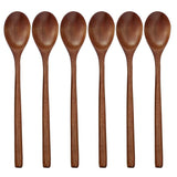Wooden Spoons, 6 Pieces 9 Inch Wood Soup Spoons for Eating Mixing Stirring, Long Handle Spoon with Japanese Style Kitchen Utensil, ADLORYEA Eco Friendly Table Spoon ADLORYEA