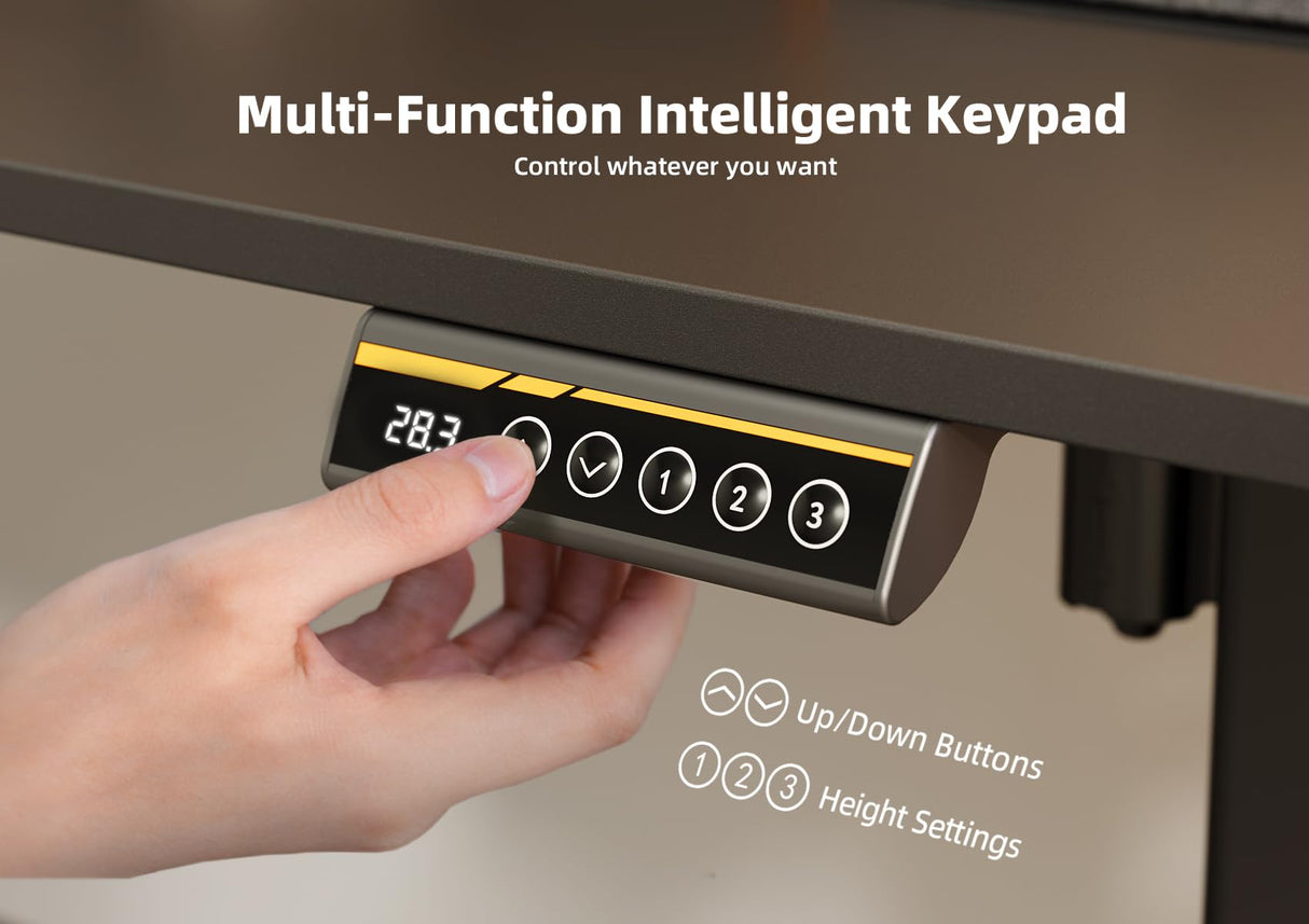 YDN Standing Desk with Drawers, 48 Inch Standing Desk Adjustable Height, Adjustable Electric Stand Up Sit Stand Small with Storage and Shelf, Black YDN