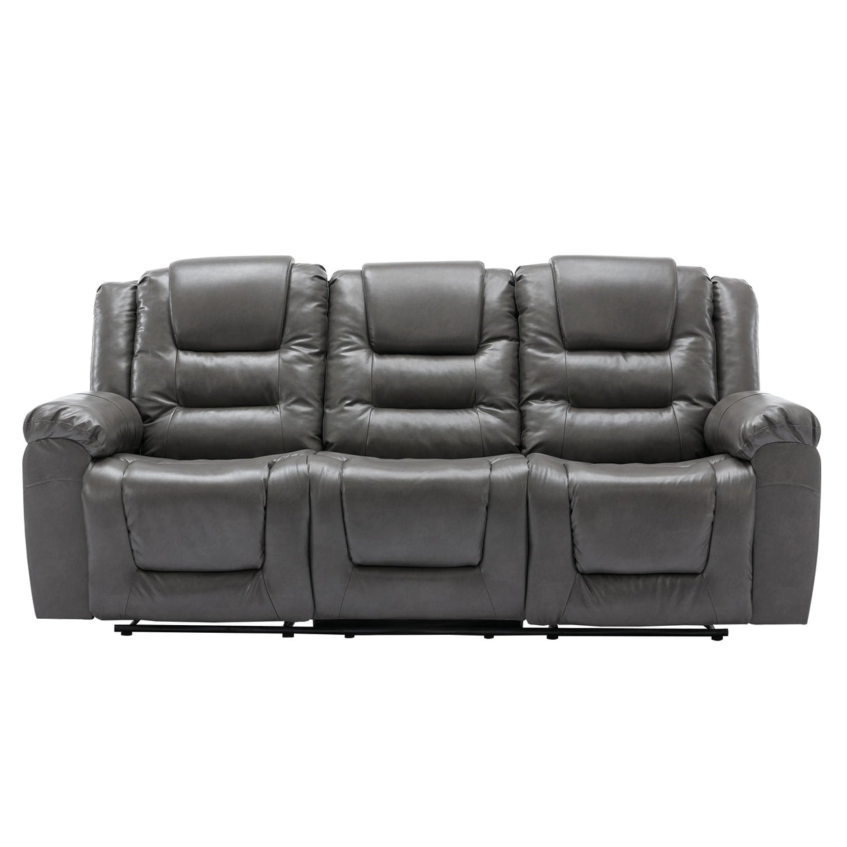 3 Seater Home Theater Recliner Manual Recliner Chair with Two Built in Cup Holders for Living Room,Bedroom, Grey Generic