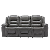 3 Seater Home Theater Recliner Manual Recliner Chair with Two Built in Cup Holders for Living Room,Bedroom, Grey Generic