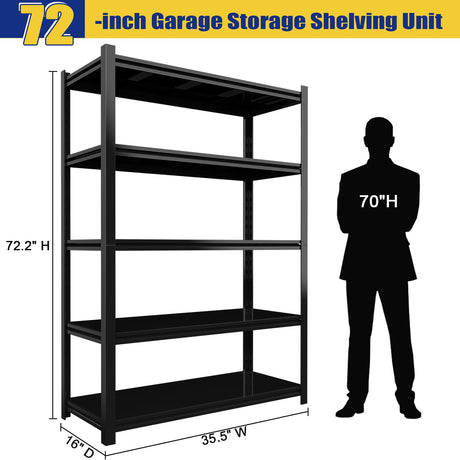 Avanroolux 2500LBS Garage Shelving Units and Storage, Heavy Duty Shelf Rack, 5 Tier Shelves for Garage Storage, Metal Adjustable Shelf for Basement, Warehouse and Supermarket Avanroolux