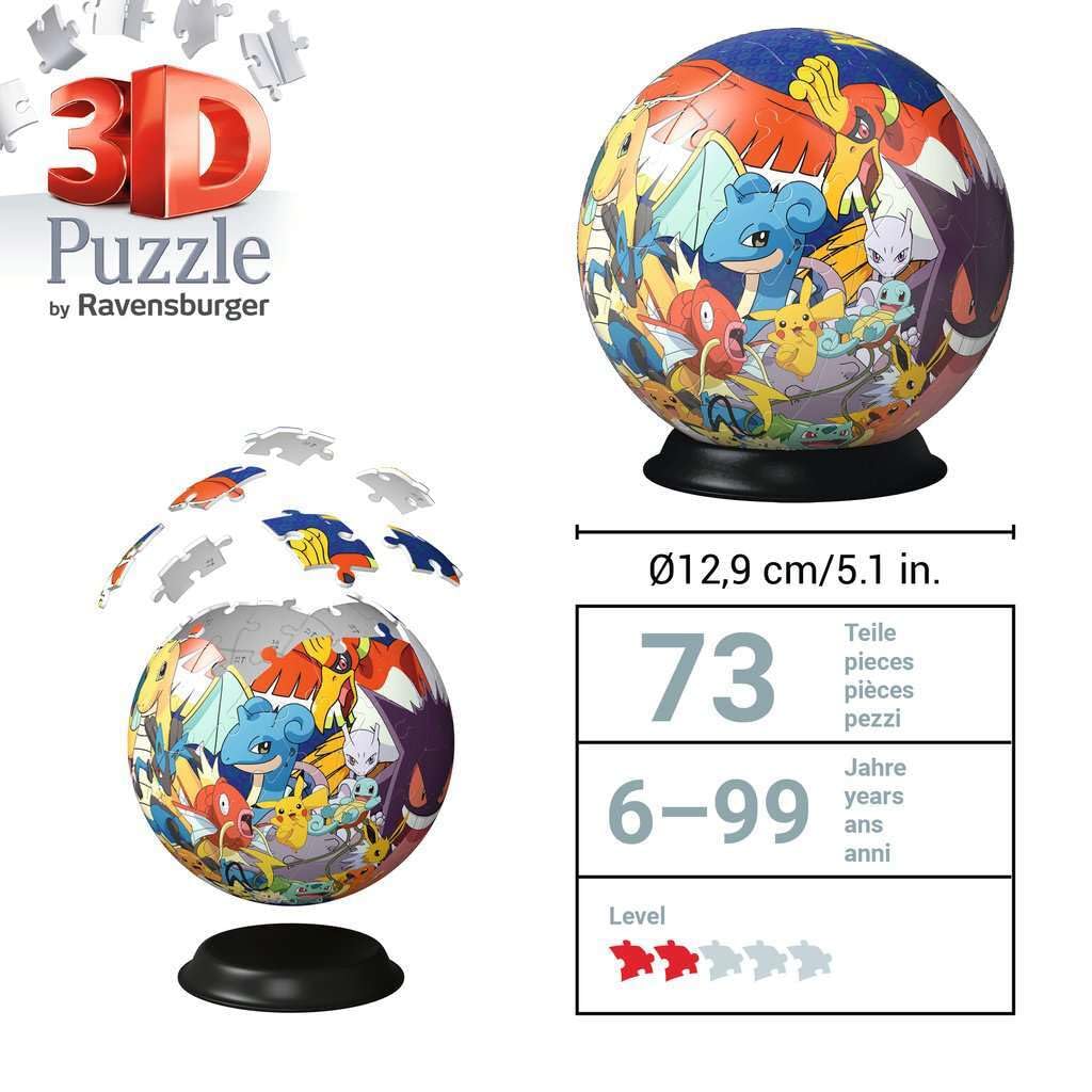 Ravensburger Pokemon 3D Jigsaw Puzzle Ball for Kids Age 6 Years Up - 72 Pieces - No Glue Required - Gifts for Boys and Girls