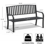 SHGJ&SOFT 50" Outdoor Bench Metal, Heavy-Duty Garden Bench Outdoor, Weatherproof Cast Iron Frame, 500LB Capacity Anti-Rust Patio Park Bench for Porch, Yard, Lawn SHGJ&SOFT