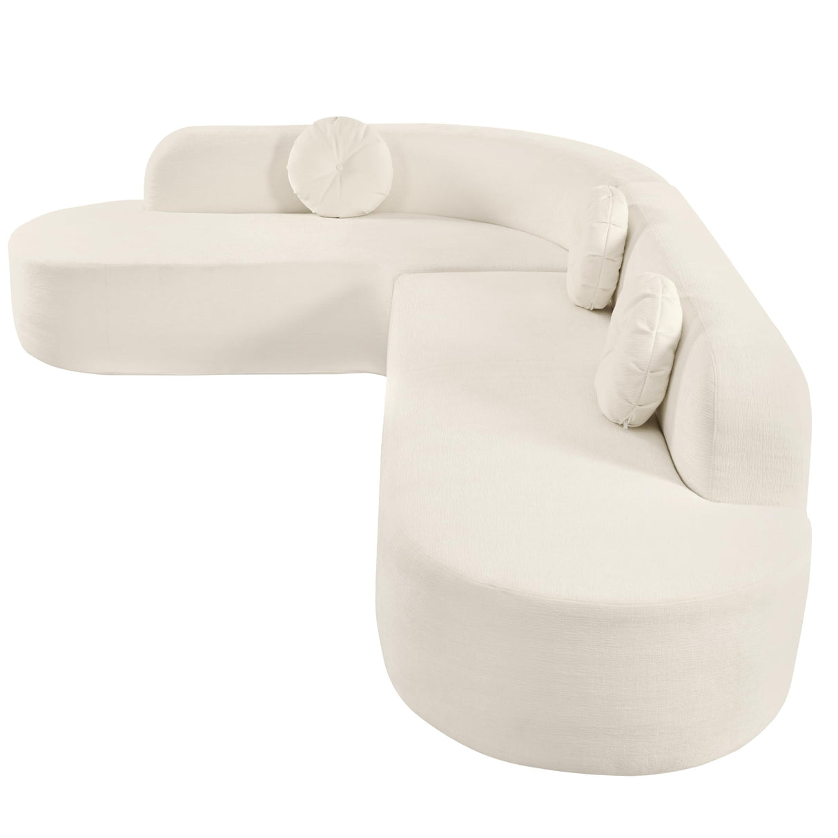 BSYEIO 122'' Large Curved Sectional Sofa, Modern Elegant L-Shaped Couch, Fabric Upholstery with 3 Round Cushions, Curved High Resilience Couch Sofas 4 Seater for Living Room,Apartment,Bedroom-White BSYEIO