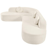 BSYEIO 122'' Large Curved Sectional Sofa, Modern Elegant L-Shaped Couch, Fabric Upholstery with 3 Round Cushions, Curved High Resilience Couch Sofas 4 Seater for Living Room,Apartment,Bedroom-White BSYEIO