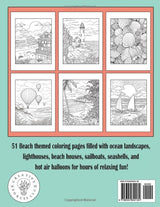 Relax a Beach Landscape Adult Coloring Book: 51 Relaxing and Stress Relieving Ocean and Nature-Themed Scenery for Adults, Seniors and Teens WoodArtSupply