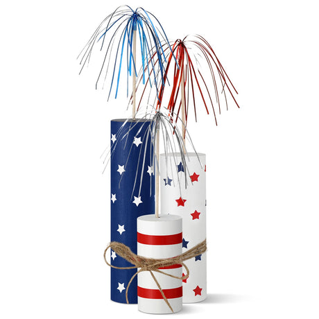 Hollowfly 3 Pcs 4th of July Wooden Patriotic Tiered Tray Decor Independence Day Centerpiece Memorial Day Table Decor Patriotic Wooden Centerpiece for Home Decorations(Stripe and Star) Hollowfly