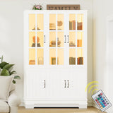 LUXOAK 71" LED Storage Cabinet Set - Versatile Display & Organiser with Adjustable Shelves in White LUXOAK