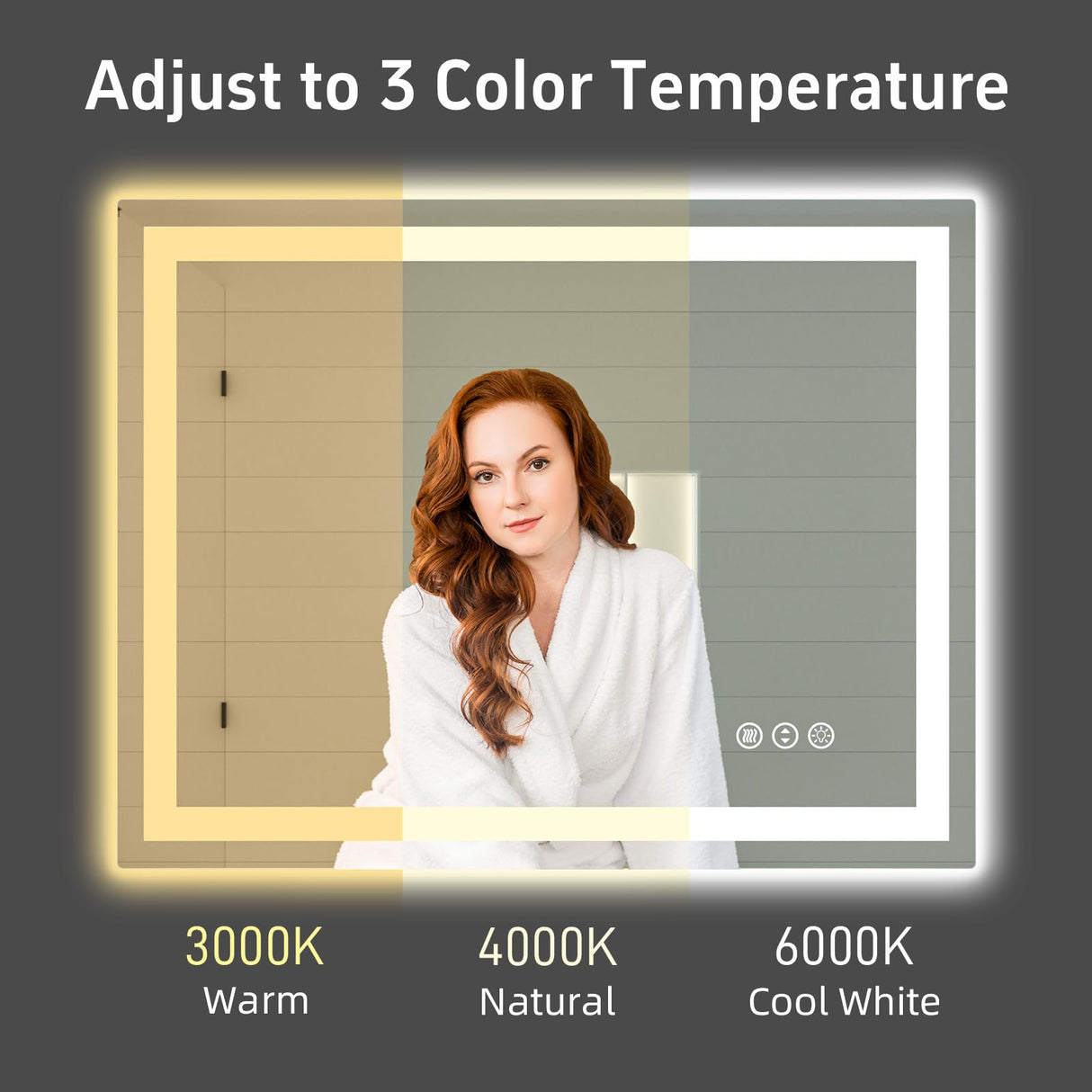 miskerm 40"x 32" LED Bathroom Mirror with Lights, Double Lights Dimmable, Anti-Fog, Front and Backlit LED Mirror for Bathroom, Lighted Bathroom Vanity Mirror with Tempered Glass (Horizontal/Vertical) miskerm