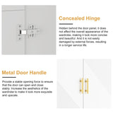 vinform Wardrobe Armoire with 4 Doors, 4 Drawers and 2 Hanging Rods, Twill Wood Closet Storage with Metal Cabinet Legs, White 20.4" D x 63" W x 76.77" H (V Modern) vinform