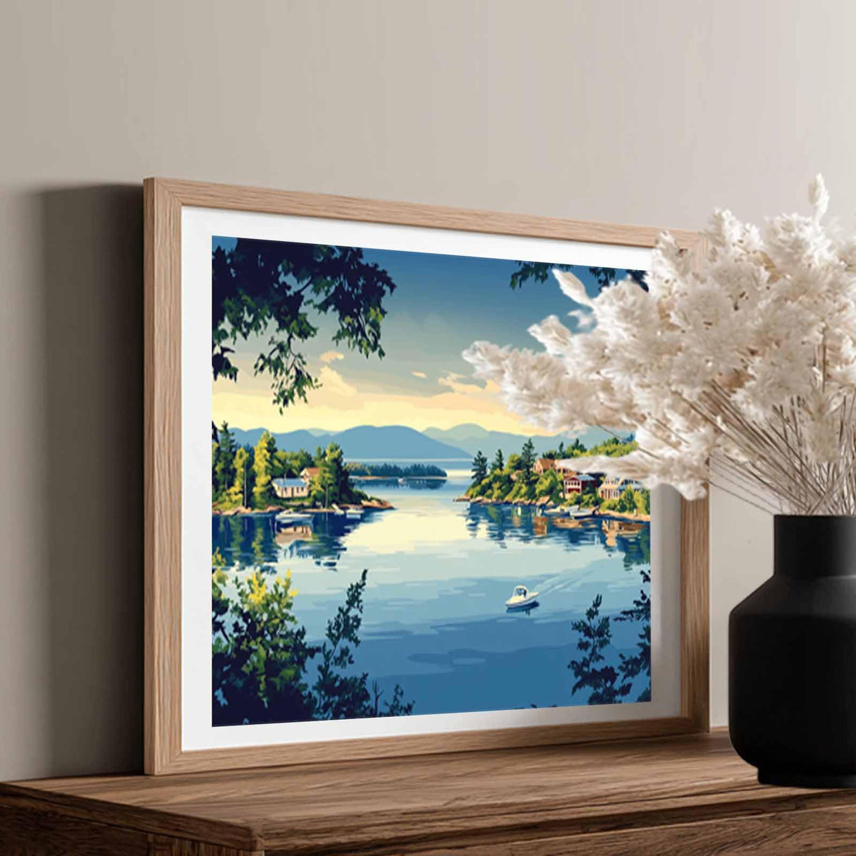 Artbrush Tower Winnipesaukee Lake Paint by Number, New Hampshire Paint by Numbers Kit for Adults, Lakeside Town Acrylic Painting, Lakes Trees Scenery Poster for Home Wall Decor(16x20inch, No Frame) Artbrush Tower