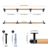 Dolibest 100 inch Wood Handrail Indoor Stairs Handrail Wall Mount Handrail w/Sturdy Metal Barckets, Non-Slip and Comfty Handrail Barrier-Free Staircase Grab Bar for Elderly, 1-1/2'' Round Dolibest