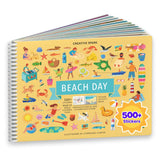 CUPKIN Sticker Book for Kids 2-4, 500+ Kids Stickers, Beach Day 12 Coloring Pages 12 Side by Side Scenes, Fun Toddler Travel Activity Coloring and Sticker Books for Children Ages 4-8 + 8-10 CUPKIN