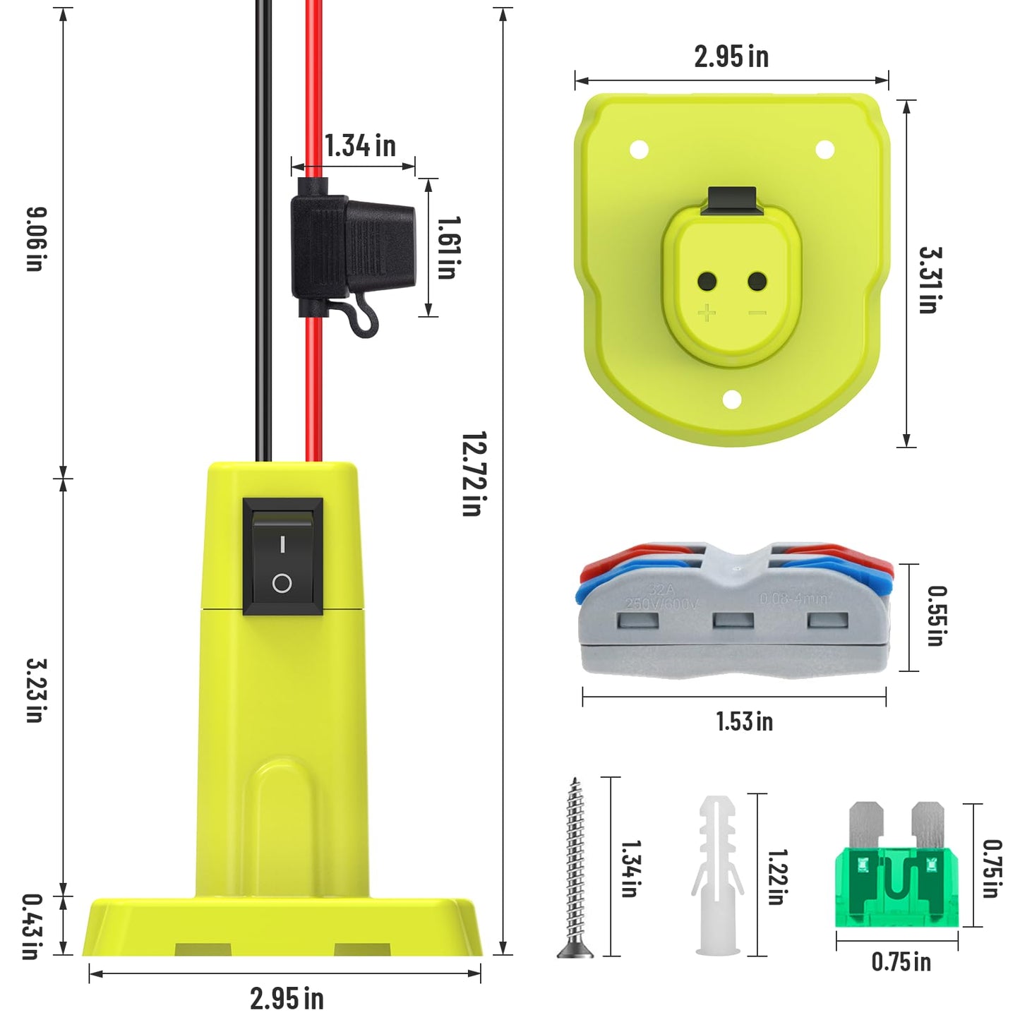 2 Packs Power Wheel Adapter for Ryobi 18V Battery, Upgraded Battery Converter Kit with Switch, Fuse & Wire Terminals, 12 AWG Wire, Power Connector for DIY RC Car Toys Robotics - WoodArtSupply