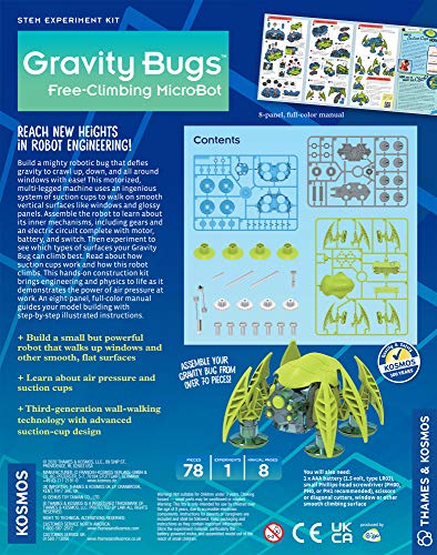 Thames & Kosmos Gravity Bugs Free-Climbing MicroBot | Build a Robotic Wall-Crawling Bug | Explore STEM Lessons in Air Pressure, Suction | Hands-on Physics & Engineering Construction Kit, Blue Thames & Kosmos