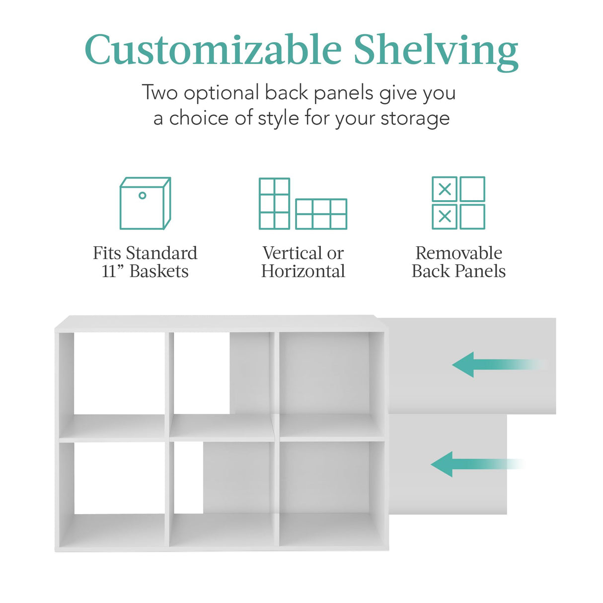 Best Choice Products 6-Cube Storage Organizer, 11in Shelf Opening, Bookcase, Display Shelf, Customizable w/ 3 Removable Back Panels – White Best Choice Products