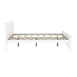 Max & Lily Queen Bed Frame with Slatted Headboard, Solid Wood Platform Bed for Kids, No Box Spring Needed, Easy Assembly, White Max & Lily