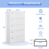 Yizosh 5-Drawer Metal Locking File Cabinet in White - Organiser for Home or Office Yizosh