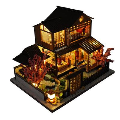 TOPBSFARNY Miniature Wooden Dollhouse Japanese/Seaside/Car House Market DIY Doll House Kit Villa Building 3D Model Creative Gifts for Friend and Parents (Japanese Style Villa)