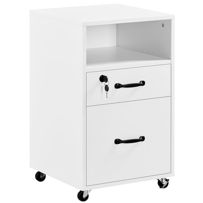 Yaheetech File Cabinet Vertical File Cabinets Mobile Letter Size File Storage Organizer Small Filing Cabinet Printer Stand for Home and Office White