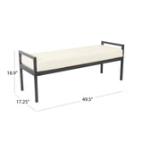 HomePop Modern Metal Bench|Bench for Living Room & Bedroom | Decorative Home Furniture -Sherpa Cream HomePop
