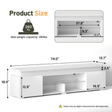 Lamtor TV-Stand for 85 Inch TV - Led TV Stand with Power Outlet, Modern Entertainment Center with Glass Shelf, High Glossy Gaming TV Media Console for Living Room, White Lamtor