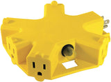 Clear Power 100 ft 12/3 SJTOW Extra Heavy Duty Contractor Grade Extension Cord with 5 Outlet Adapter Combo, Oil Water & Weather Resistant, Flame Retardant, Yellow, 3 Prong Grounded Plug, CPCO90001 Clear Power