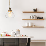 Creative Co-Op Glass and Mango Wood Ceiling Pendant Light Creative Co-Op