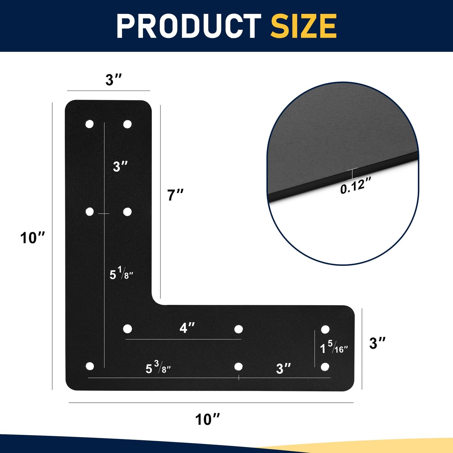 10x10 L Post Bracket 4PCS, L Flat Mending Plate for Wood 4x4,6x6 Lumber, Black Powder Coated Heavy Duty Pergola Brackets,L Beam Bracket, L Truss Bracket,L Shape Post to Beam Connectors…