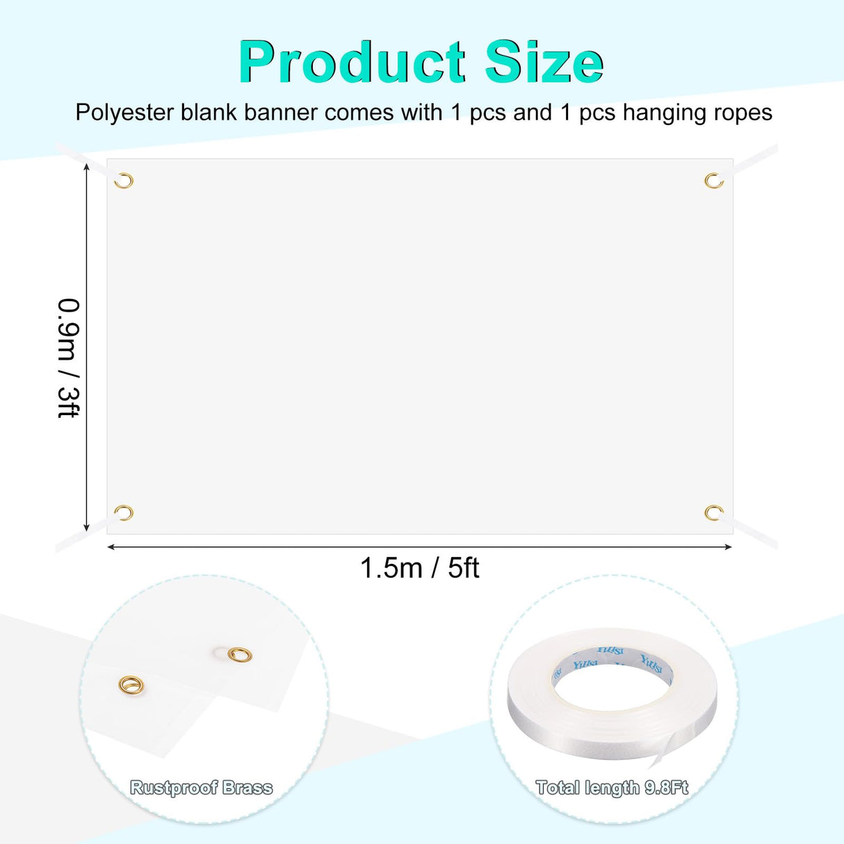 PATIKIL Blank Banners Signs to Decorate 3'x5' Sublimation White Banner with Hanging Rope for Business Outside Outdoor Wall PATIKIL