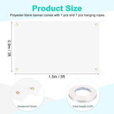 PATIKIL Blank Banners Signs to Decorate 3'x5' Sublimation White Banner with Hanging Rope for Business Outside Outdoor Wall PATIKIL
