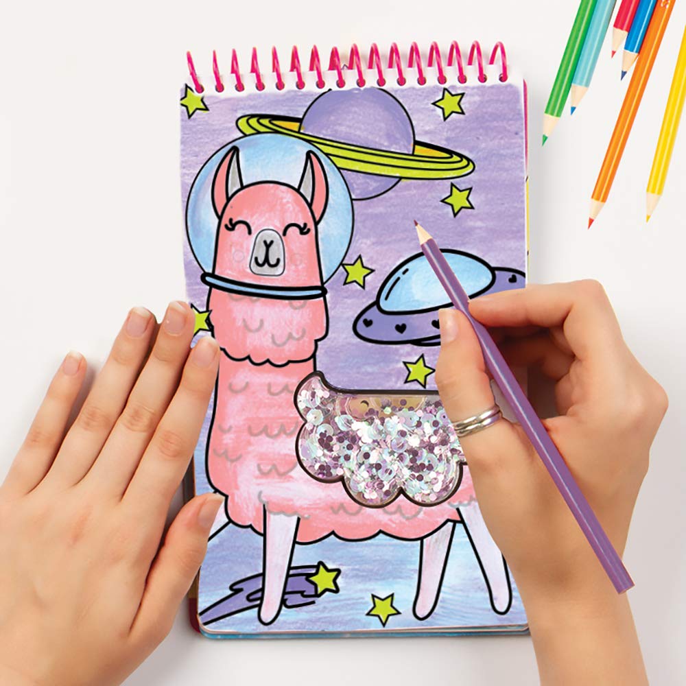 Fashion Angels Llama Shaker Compact Sketch Portfolio/Llama Sketch Book/Llama Coloring Book, Brown/a, 7.6 Ounce Fashion Angels