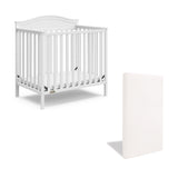 Graco Stella 4-in-1 Convertible Mini Crib with Bonus Mattress (White) – Includes Bonus 2.50 Inch Thick Mattress with Water-Resistant Cover, Converts to Twin Bed with Headboard and Footboard Graco
