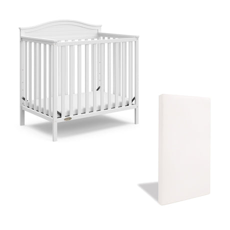 Graco Stella 4-in-1 Convertible Mini Crib with Bonus Mattress (White) – Includes Bonus 2.50 Inch Thick Mattress with Water-Resistant Cover, Converts to Twin Bed with Headboard and Footboard Graco