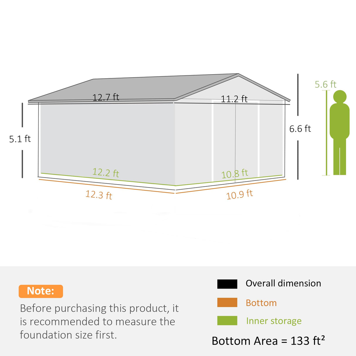 Outsunny 11' x 13' Outdoor Storage Shed, Garden Tool Metal Shed with Foundation Kit, Double Lockable Door, Air Vents and Sloping Roof, for Backyard, Patio, Lawn, Brown Outsunny