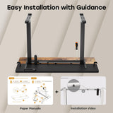 JYLH JOYSEEKER Electric Standing Desk, 48 X 24 Inch Adjustable Height Table, Sit Stand Desk with 2 Hooks, Ergonomic Rising Desk with Splice Board，Black & Rustic Brown JYLH JOYSEEKER