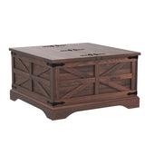 JXQTLINGMU Farmhouse Coffee Table, Square Wood Center Table with Large Hidden Storage Compartment for Living Room, Rustic Cocktail Table with Hinged Lift Top for Home, Brown JXQTLINGMU