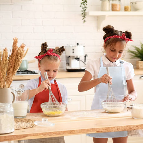 SINLAND Kids Apron with Pocket 2 Pack Adjustable Children Chef Apron for Cooking Baking Painting (M: 6-12 Years) SINLAND