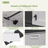 Patiowell 26 Cu.ft Plastic Outdoor Storage Cabinet, Lockable Waterproof Horizotal Storage Shed, Tool Box for Patio, Garden Tools, Garbage Cans, Pool Supplies, Easy Assembly, White(Not Include Shelves) Patiowell