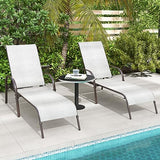 Giantex Set of 2 Patio Lounge Chair, Outdoor Chaise Lounge with 5 Adjustable Backrest, Sturdy Steel Frame, Sunbathing Recliner, Beach Chair, Tanning Chair for Outside, Yard, Balcony, Pool Chairs, Grey