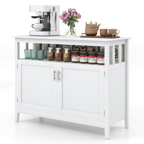 LOKO Buffet Cabinet with Storage, Freestanding Kitchen Cabinet with Adjustable Shelf, Storage Sideboard Console Table, 45 x 20 x 36 inches (White) LOKO
