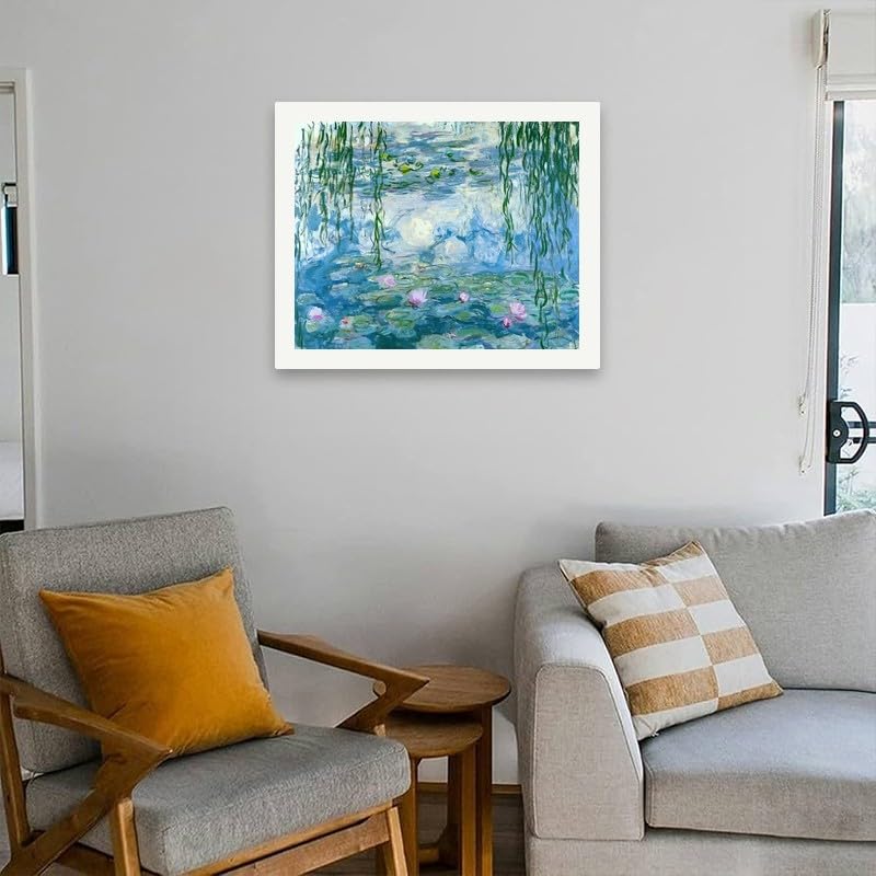 Impressionist Paint by Numbers Kit for Adults - DIY Water Lilies with Hanging Willow Painting on Canvas 16x20 Inches, Acrylic Paint Set for Beginners, Monet-Inspired Art for Home Decoration or Gift TAOPAOLAB