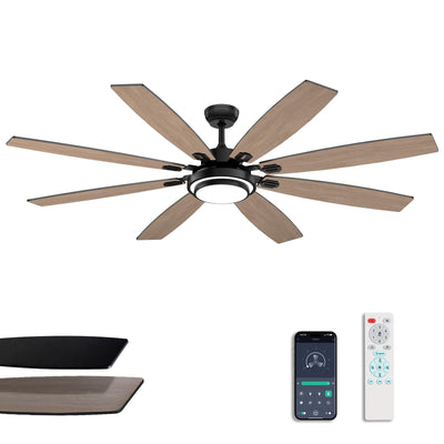 Fanbliss 72 Inch Black Large Ceiling Fans with Lights and Remote Control for Living Room, Modern Ceiling Fan with Quiet Reversible DC Motor, 3CCT, Dimmable LED for Garage, Patio, Indoor, Outdoor
