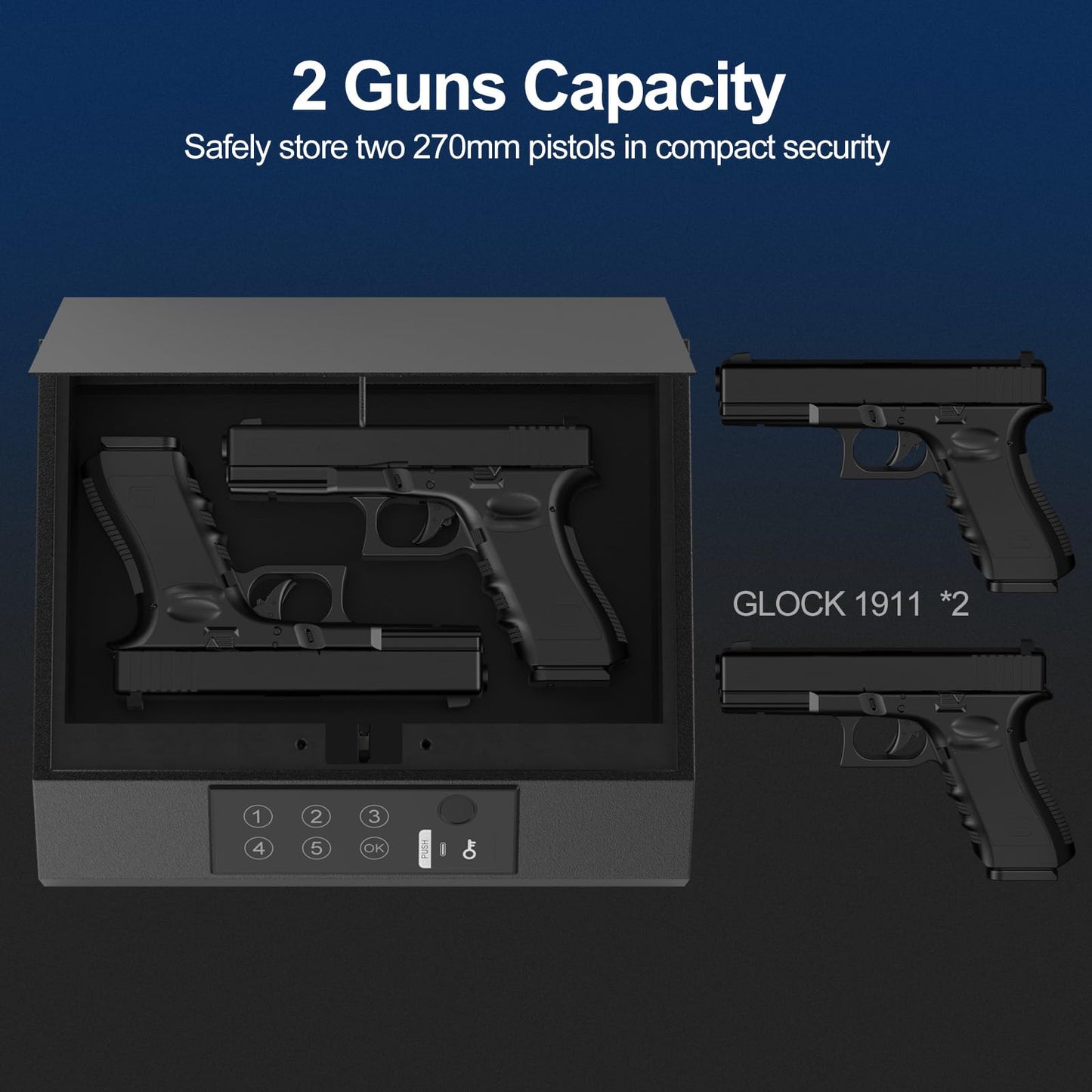 NIANPU Gun Safe for Handgun,Biometric Gun Safe for Pistols,Quick-Access Firearm Safety Fingerprint/Key Pad/Key Gun Lock Box for Home Bedside Nightstand Car